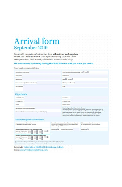 FREE 25 Arrival Forms In PDF Ms Word