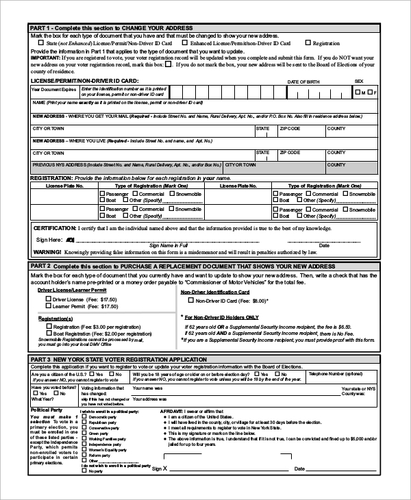 FREE 8 DMV Change Of Address Form Samples In PDF