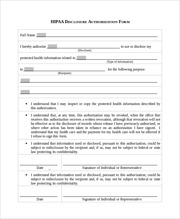 FREE 9 Sample Hipaa Forms In PDF MS Word FREE 9 Sample Hipaa Forms In PDF MS Word