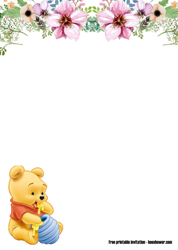 FREE Classic Winnie The Pooh Baby Shower Invitations FREE Printable 