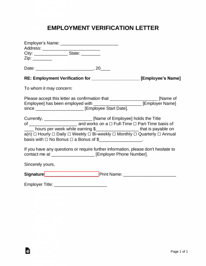Free Employment Income Verification Letter PDF Word EForms