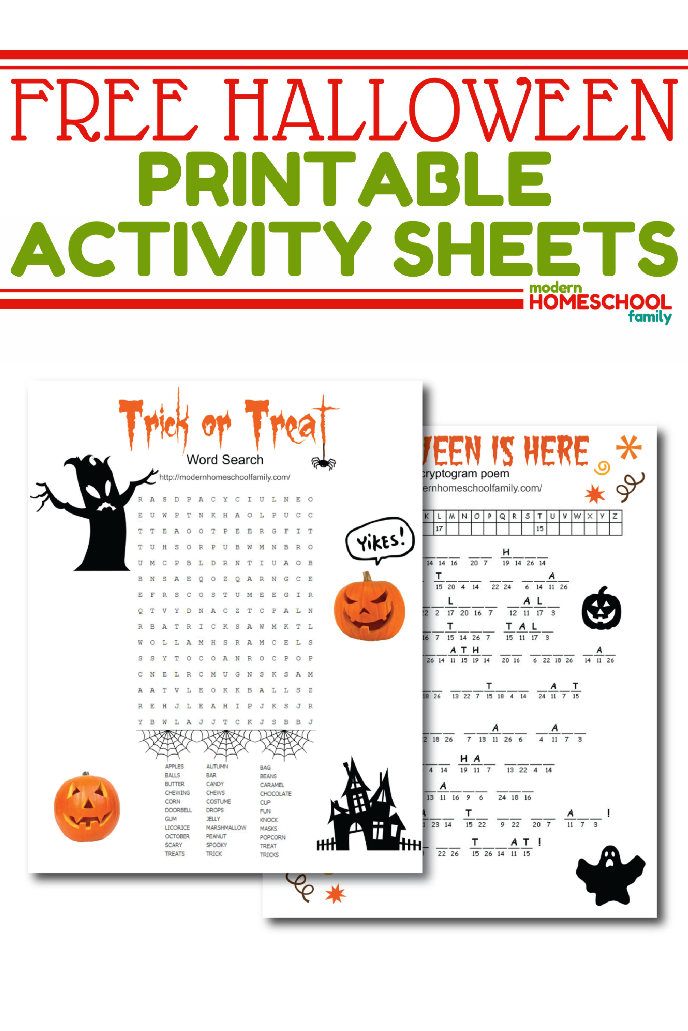 Free Halloween Printable Activity Sheets By Modern Homeschool Family
