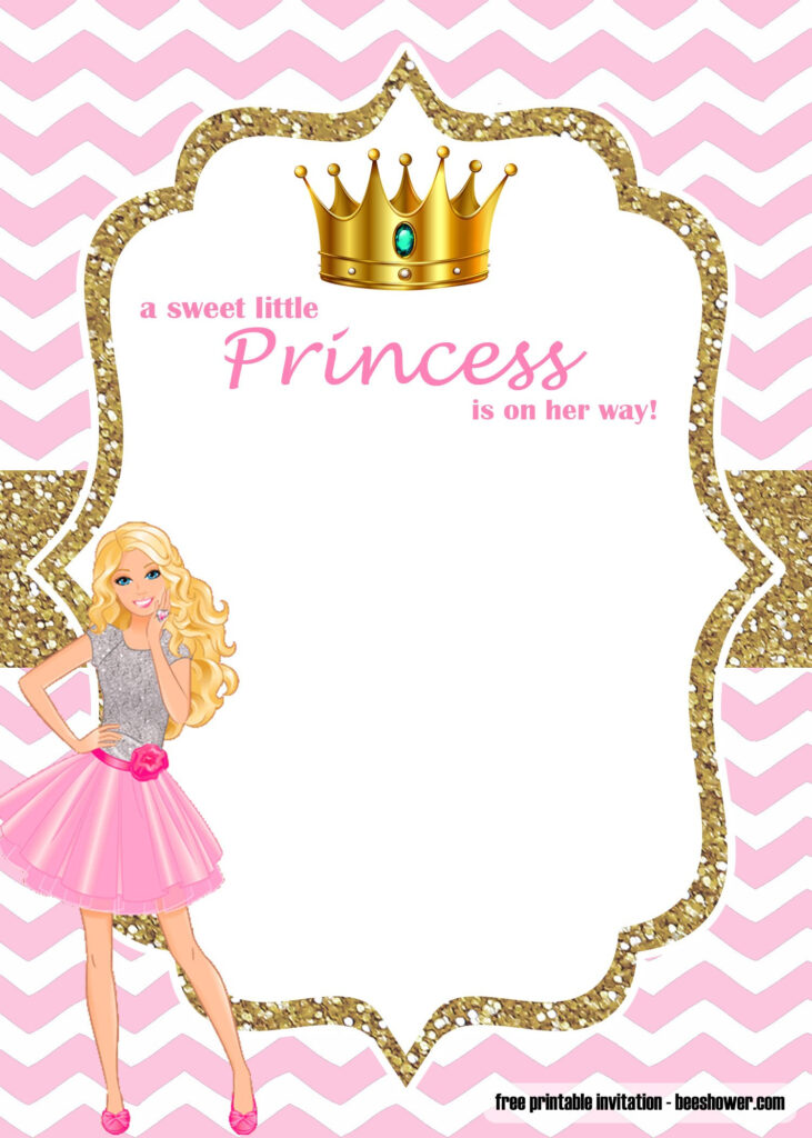 FREE Princess Barbie Baby Shower Invitations Templates FREE Printable 