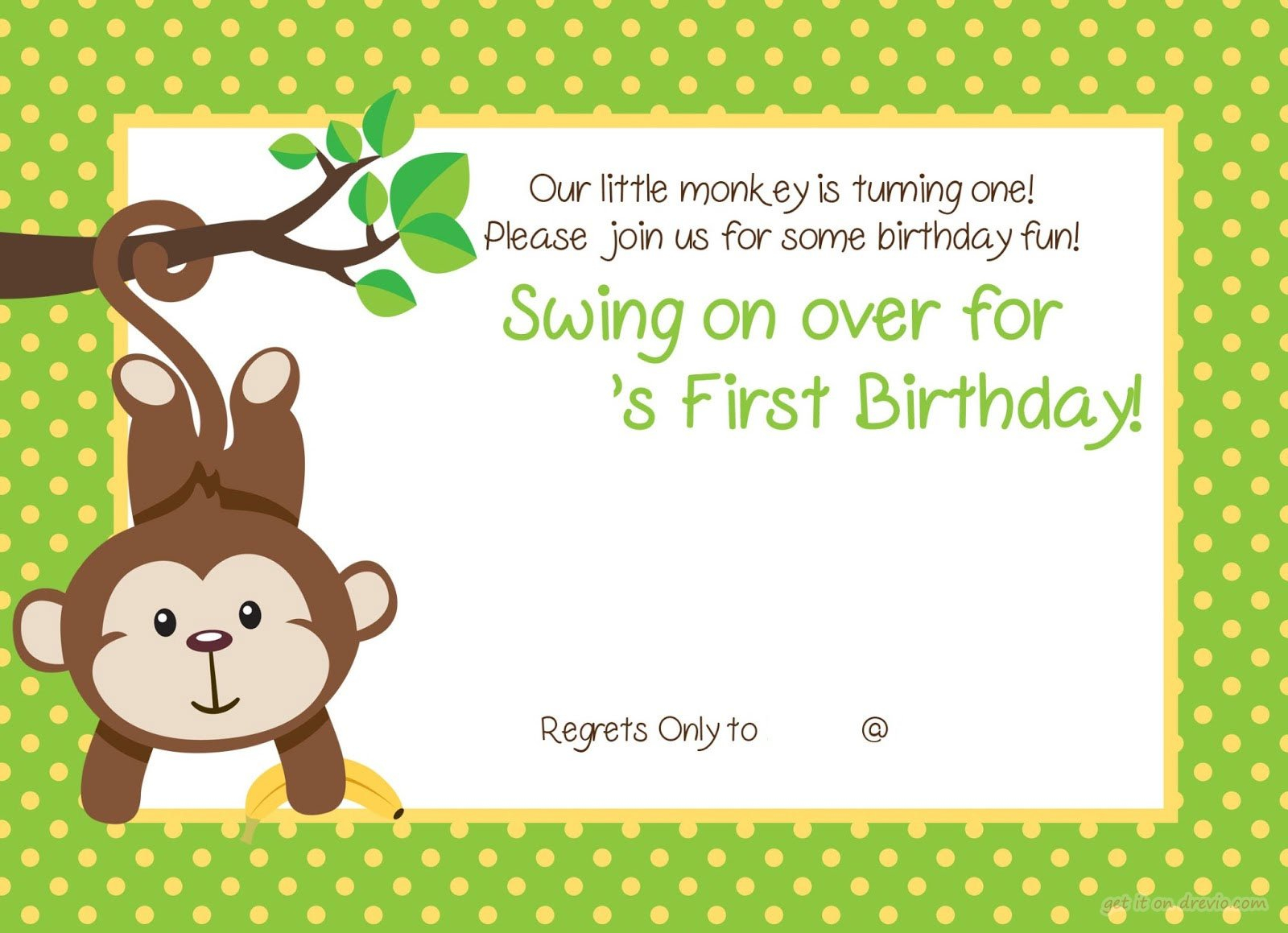 Free Printable 1st Monkey Birthday Invitation Download Hundreds FREE 