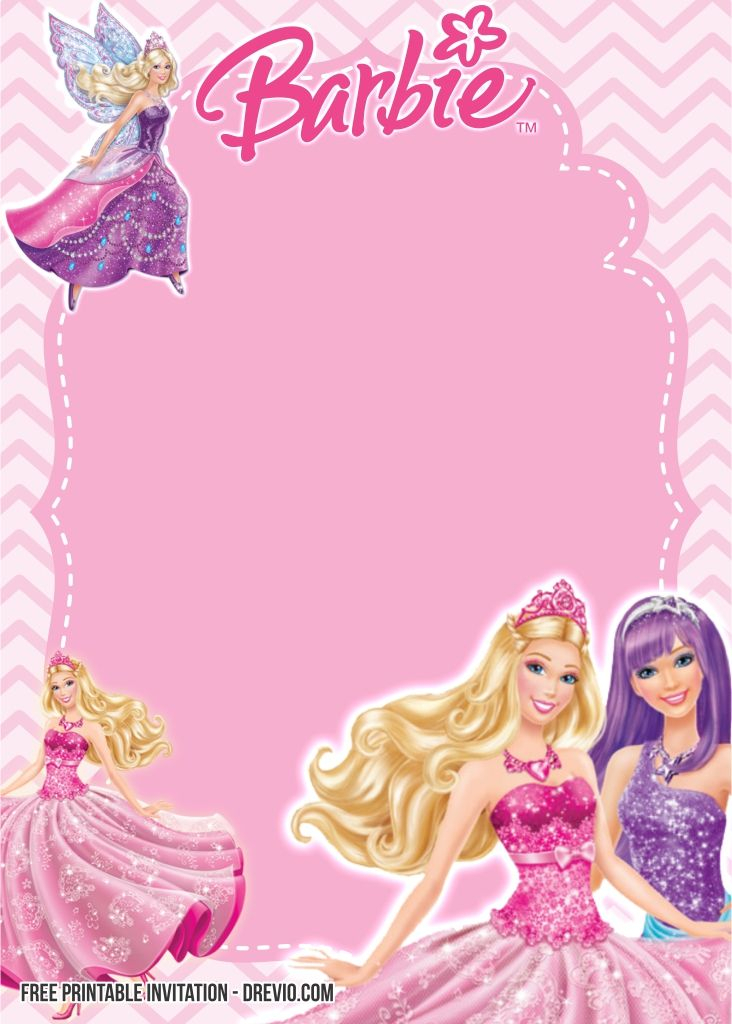 FREE Printable Barbie Birthday Invitation Templates Convite Barbie 