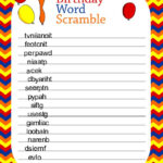 Free Printable Birthday Word Scramble Game Birthday Words Word