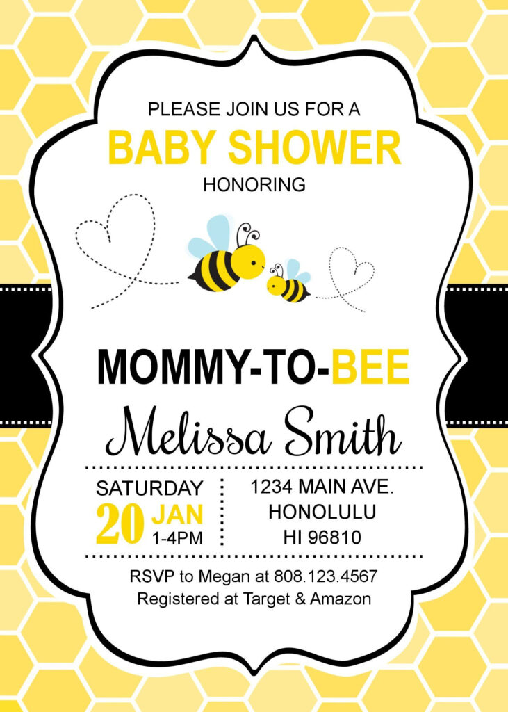FREE Printable Bumblebee Baby Shower Invitations Bumble Bee Baby 