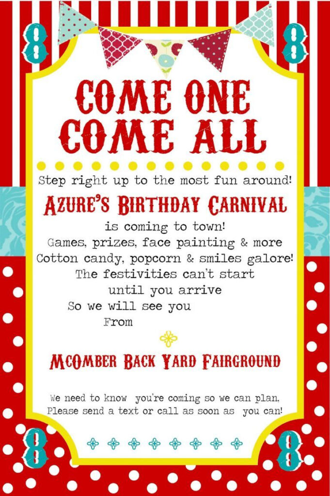 Free Printable Carnival Party Invitation Template Carnival Birthday 