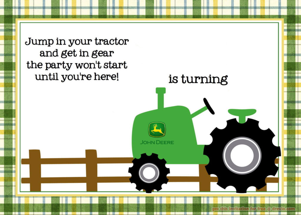 Free Printable John Deere Tractor Birthday Invitation DREVIO