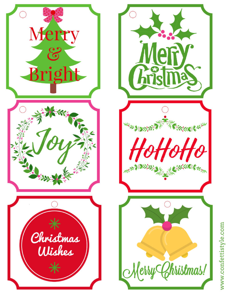 Free Printable Merry Bright Gift Tags ConfettiStyle