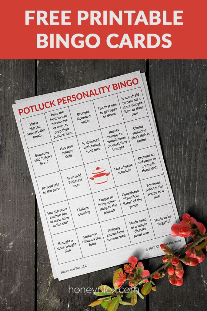 Free Printable Potluck Personality Bingo Game Adult Party Games For 
