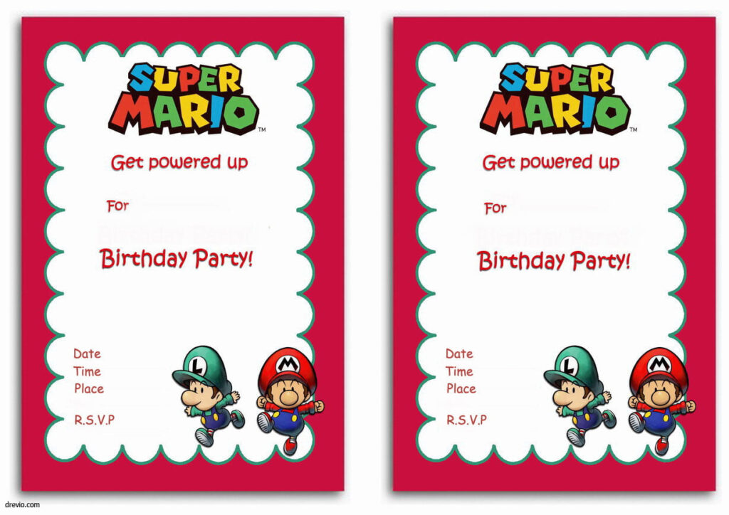 Free Printable Super Mario Bros Invitation Template Download Hundreds 