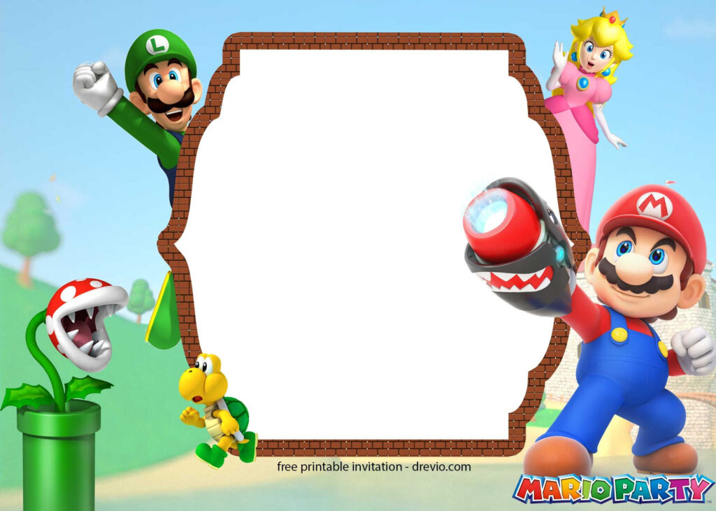 FREE Printable Super Mario Party Birthday Invitation Templates Mario 