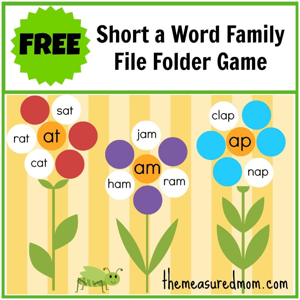 Free Word Family File Folder Game Short A The Measured Mom