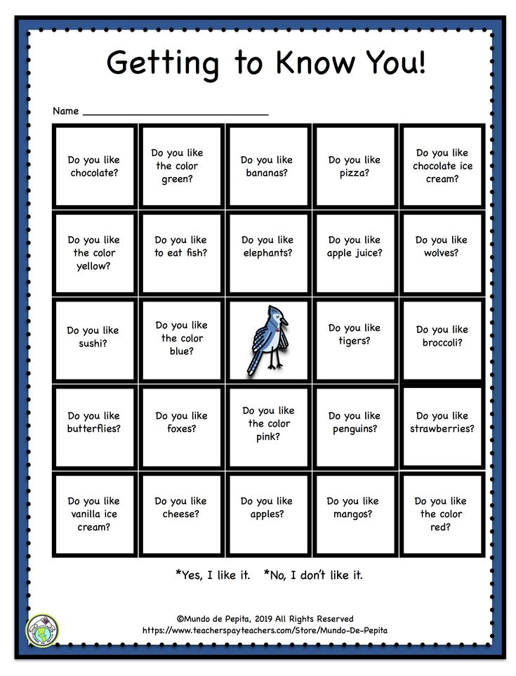 Getting To Know You Bingo Game In ENGLISH Getting To Know You 