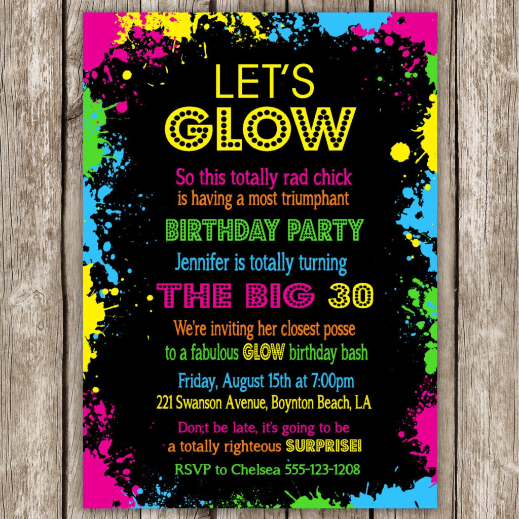Glow Party Invitations Google Search Neon Party Invitations Dance 