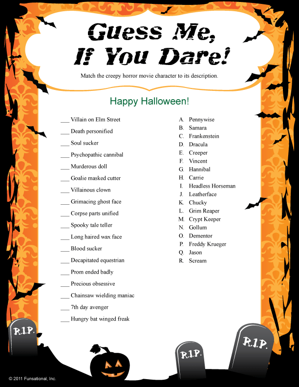 Guess Me If You Dare Halloween Game Recipes Halloween Games 