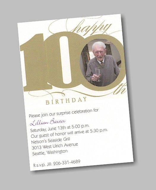Happy 100th Birthday Party Invitation 100th Birthday Party Birthday 
