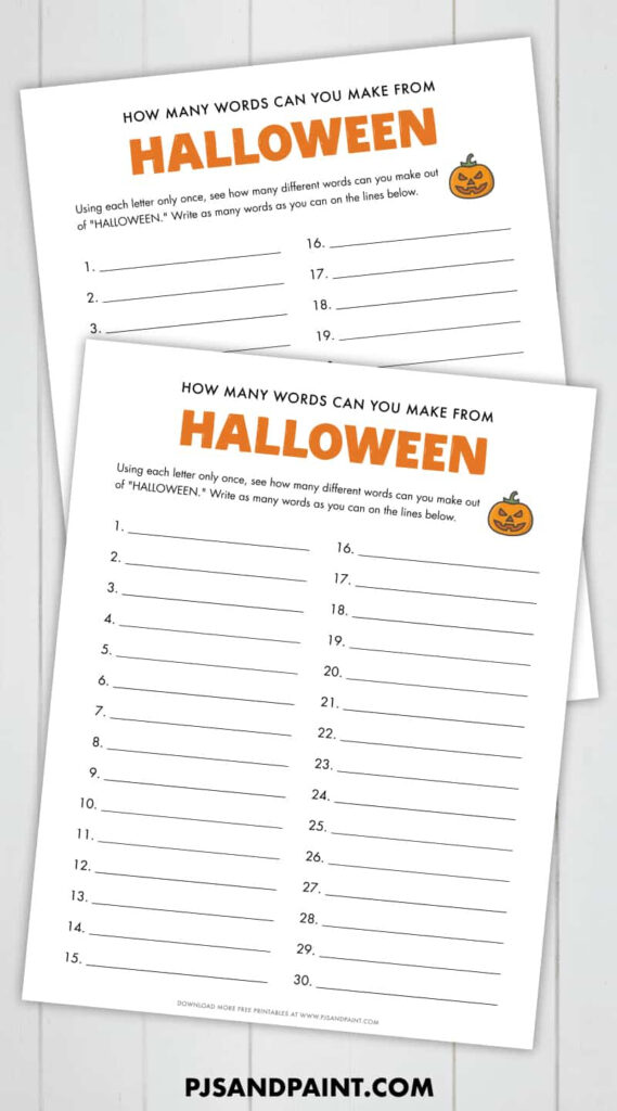 How Many Words Can You Make Out Of Halloween Free Printable Game