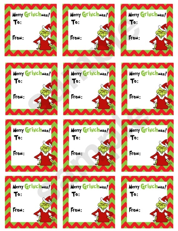 Items Similar To Grinch Holiday Gift Tags DIY Digital File On Etsy