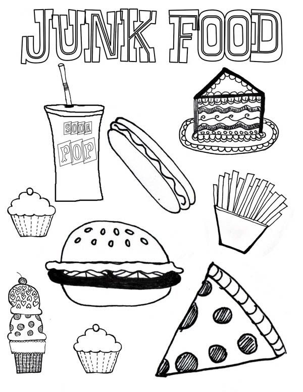 Junk Food Coloring Page Download Print Online Coloring Pages Food 