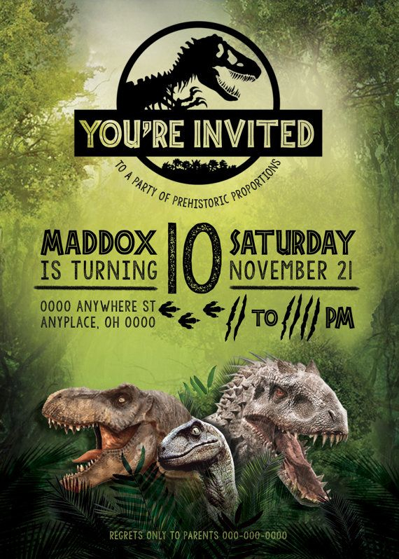 Jurassic Birthday Invitation Jurassic Park Birthday Jurassic Park 