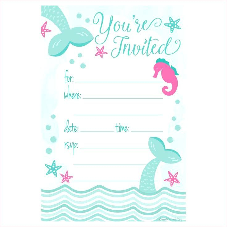 Mermaid Invitation Template Mermaid Birthday Party Invitations 