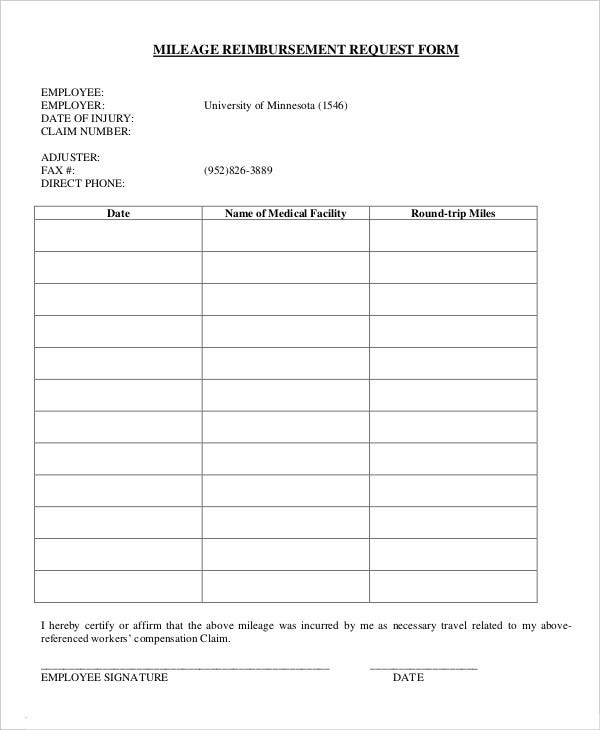 Mileage Reimbursement Form 9 Free Sample Example Format Free 