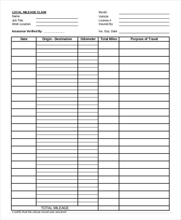 Mileage Reimbursement Form 9 Free Sample Example Format Free 