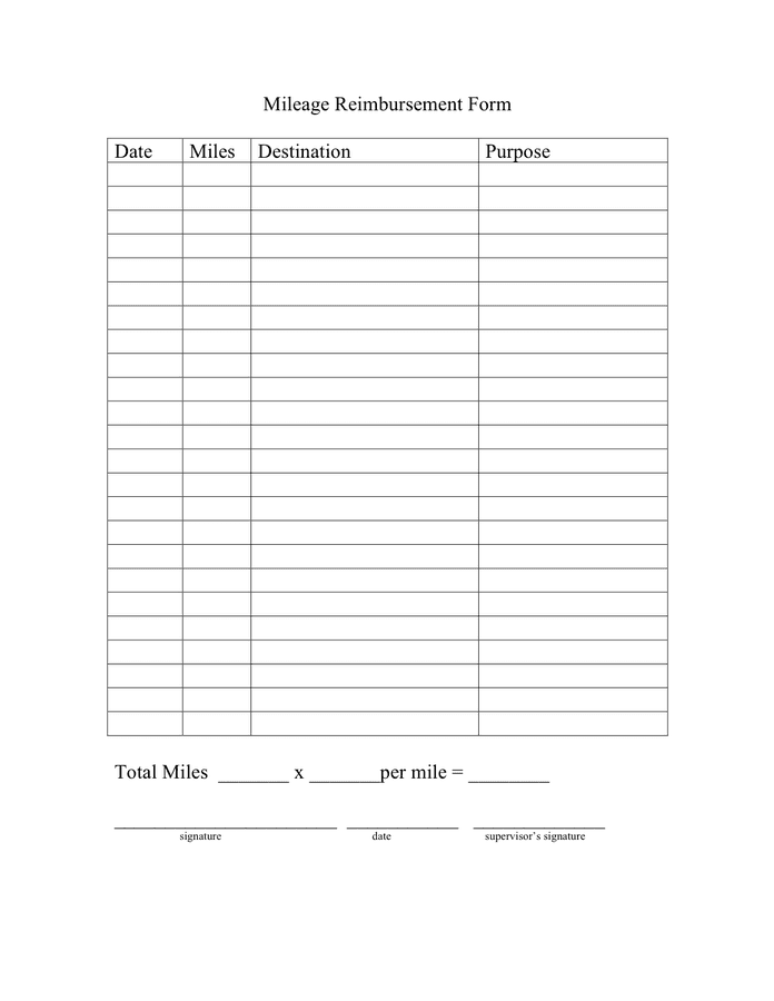 Mileage Reimbursement Form In Word And Pdf Formats