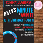 Minute To Win It Printable Birthday Invitation Printable Birthday