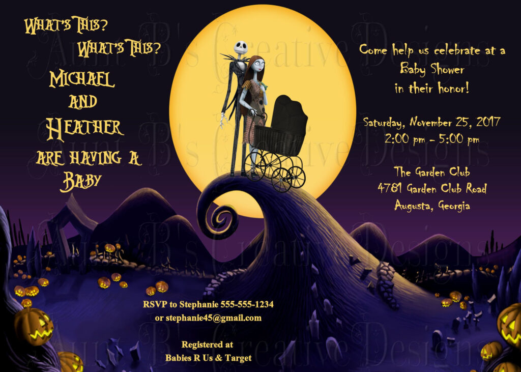 Nightmare Before Christmas Baby Shower Invitation Jack And Sally 