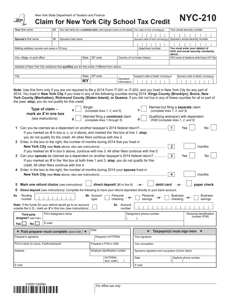 Nyc 210 Form 2021 Printable Fill Online Printable Fillable Blank 