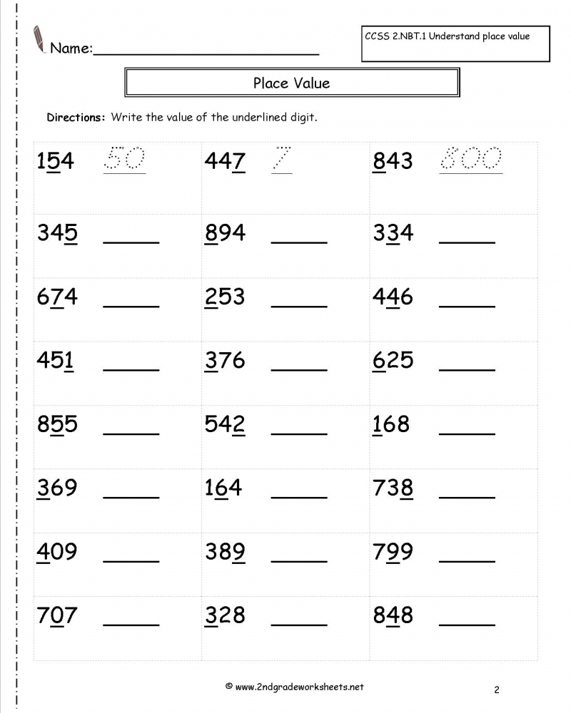 Printable 2nd Grade Math Worksheets Place Value Math Worksheets Printable