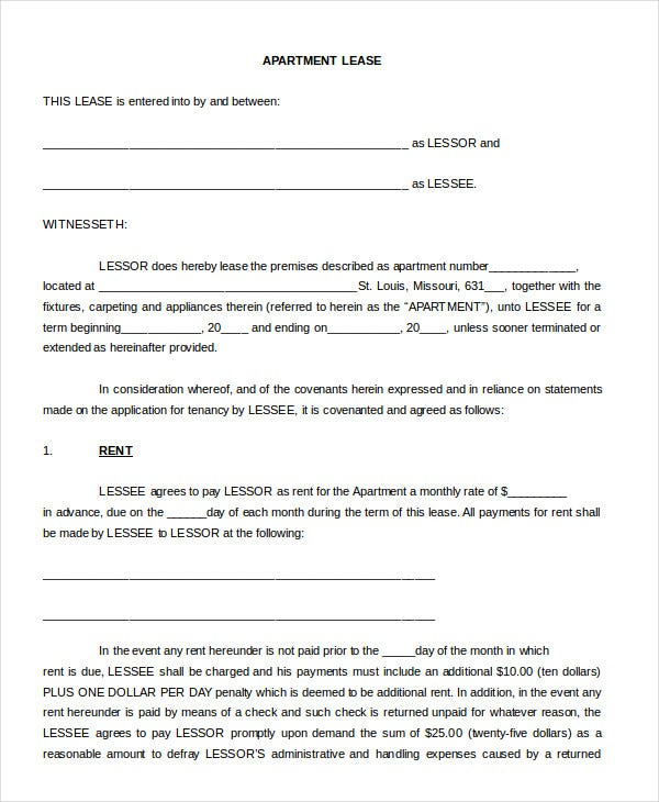 Printable Blank Lease Agreement Form 19 Free Word PDF Documents 