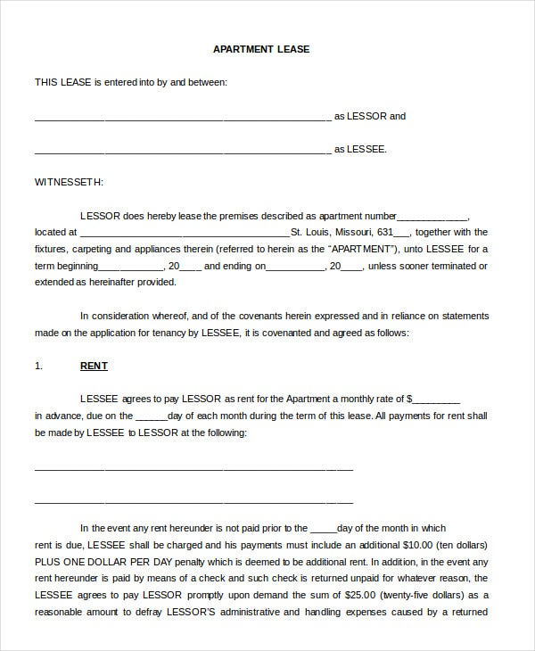 Printable Blank Lease Agreement Form 19 Free Word PDF Documents