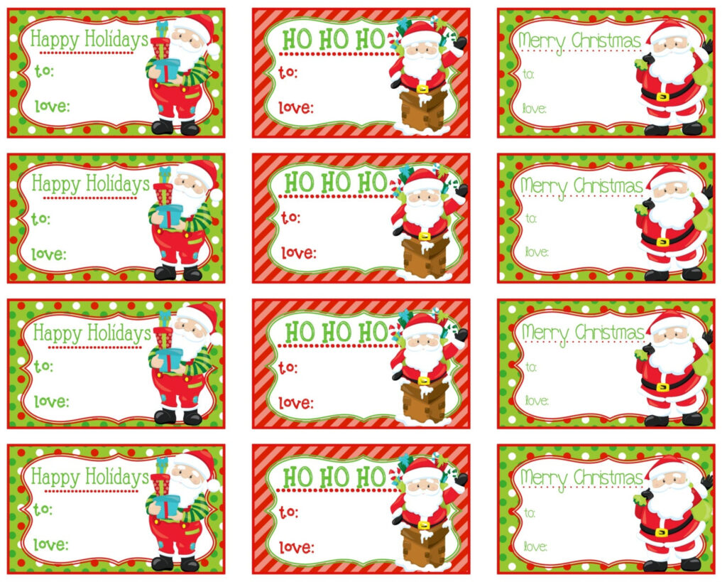 Printable Christmas Gift Tags Santa Claus Instant Download