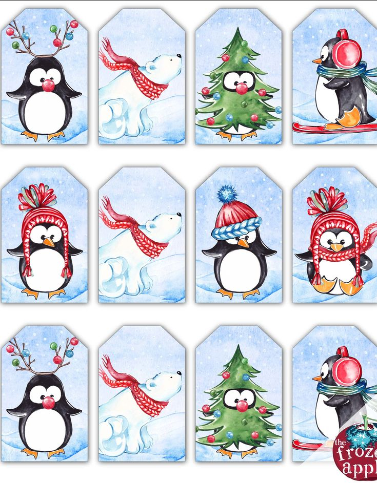 Printable Penguin Holiday Gift Tags Instant Digital Download Etsy 