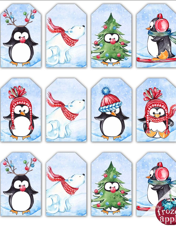 Printable Penguin Holiday Gift Tags Instant Digital Download Etsy