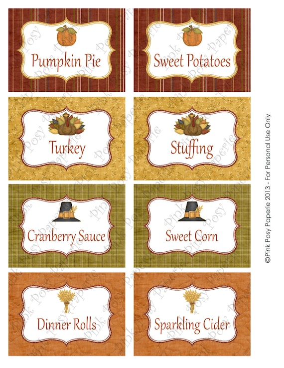 Printable Thanksgiving Food Labels