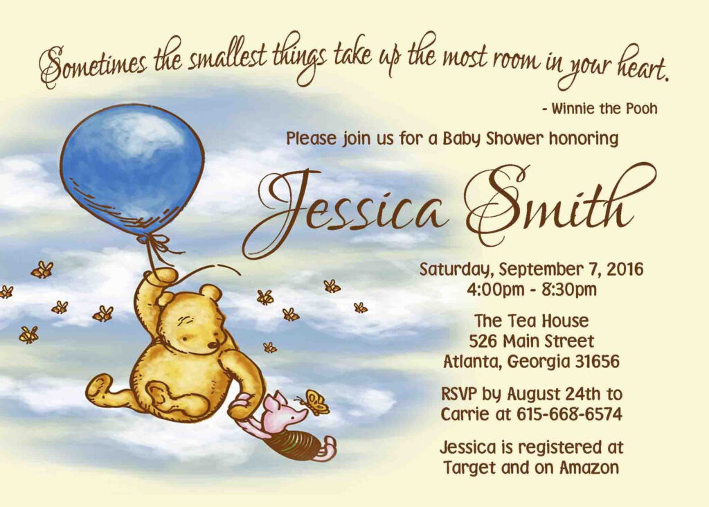 PRINTABLE Winnie The Pooh Baby Shower Invitation Personalized 