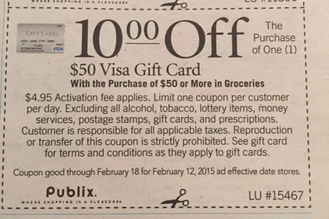 Publix Coupon For 10 Off 50 VISA Gift Card Who Said Nothing In Life 