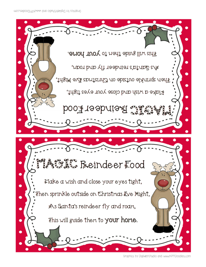 Reindeer Food pdf Christmas Kindergarten Reindeer Food Label 