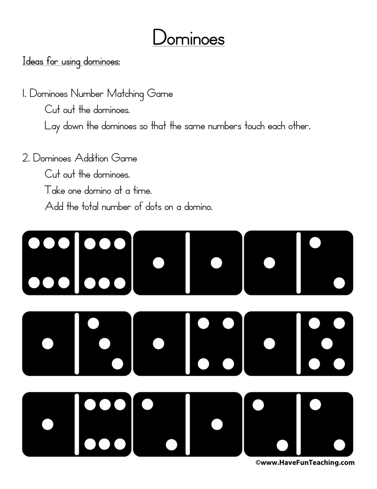 Resource Math Printable Dominoes