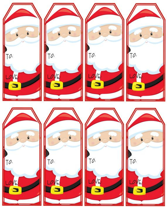 Santa Claus Gift Tags Printable Christmas By Pinkowlpartydesign Santa