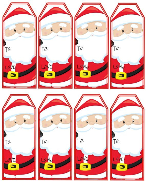 Santa Claus Gift Tags Printable Christmas By Pinkowlpartydesign Santa 