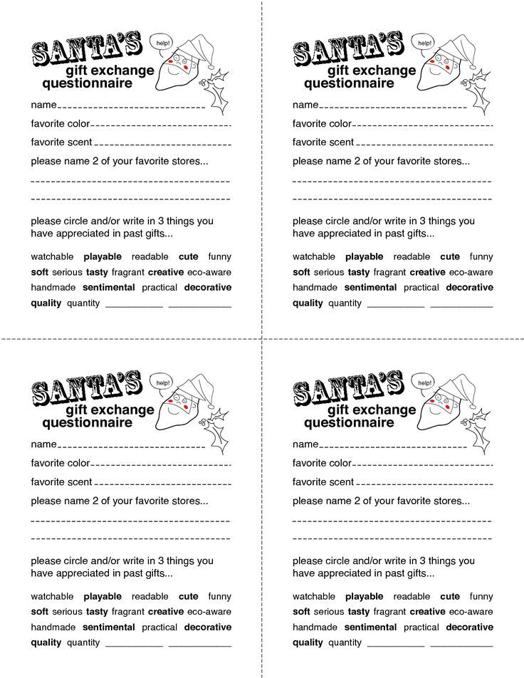 Secret Santa Questionnaire Template Wordscrawl Secret Santa 