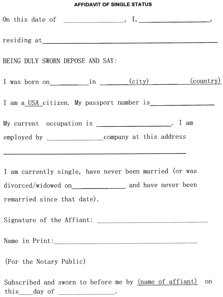 Single Status Affidavit Fill Out Sign Online DocHub