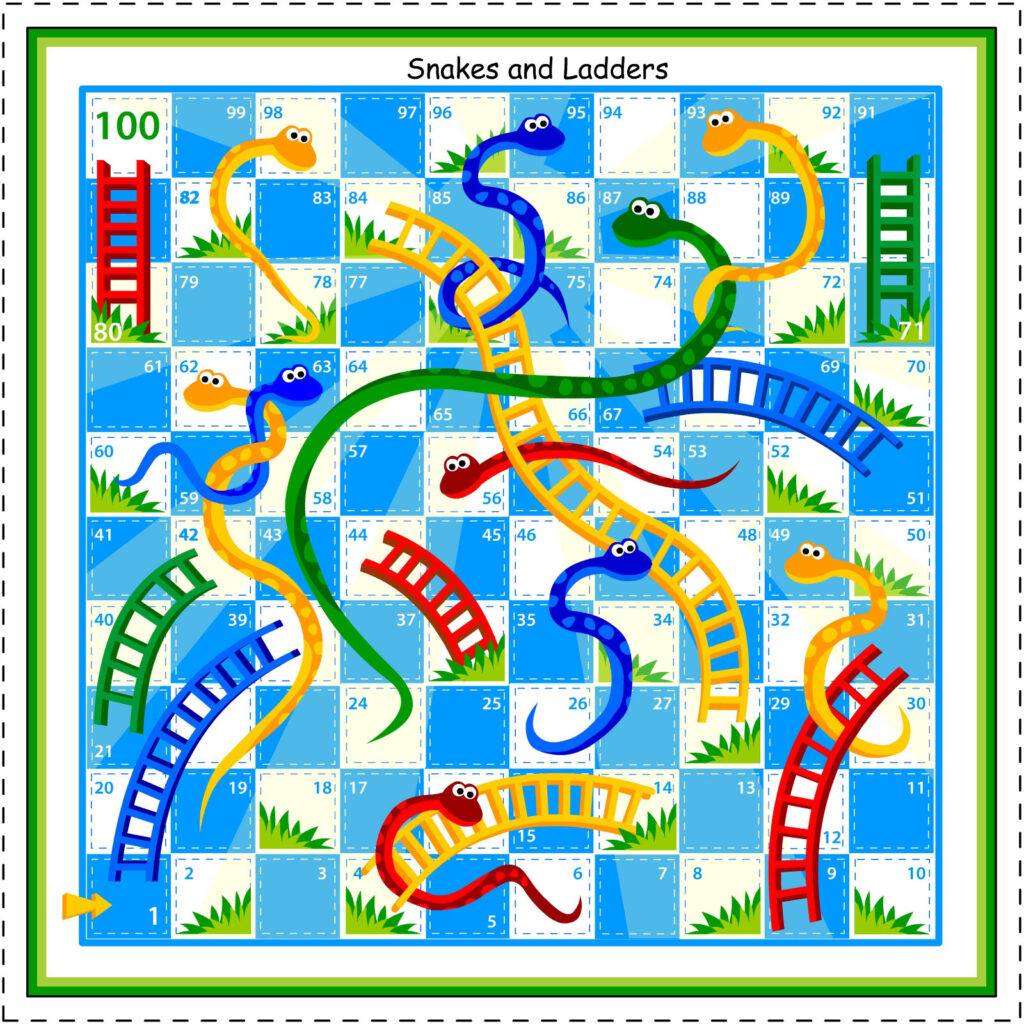 Snakes And Ladders Board Game Printable Coloring Pages