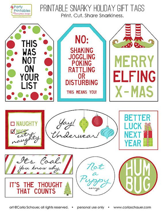 Snarky Christmas Gift Tags Funny Holiday Gift Tags Printable Etsy 